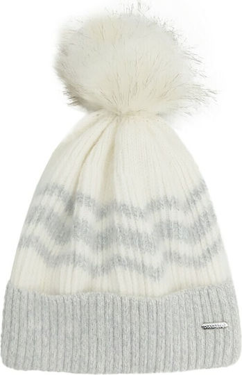 Pom Pom Beanie Frauen Beanie Gestrickt in Weiß Farbe