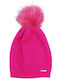 Pom Pom Beanie Γυναικείος Σκούφος Πλεκτός σε Φούξια χρώμα