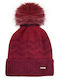 Pom Pom Beanie Γυναικείος Σκούφος Πλεκτός σε Κόκκινο χρώμα