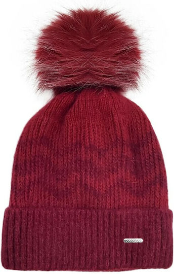 Pom Pom Beanie Frauen Beanie Gestrickt in Rot Farbe