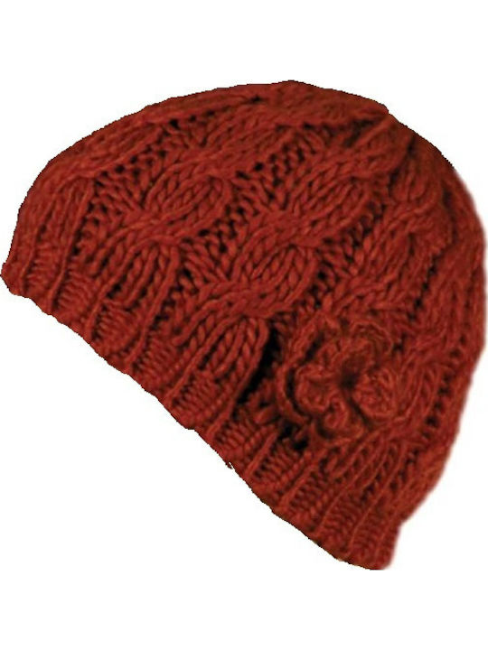 Beanie Γυναικείος Σκούφος με Πλεξούδες σε Μπορντό χρώμα
