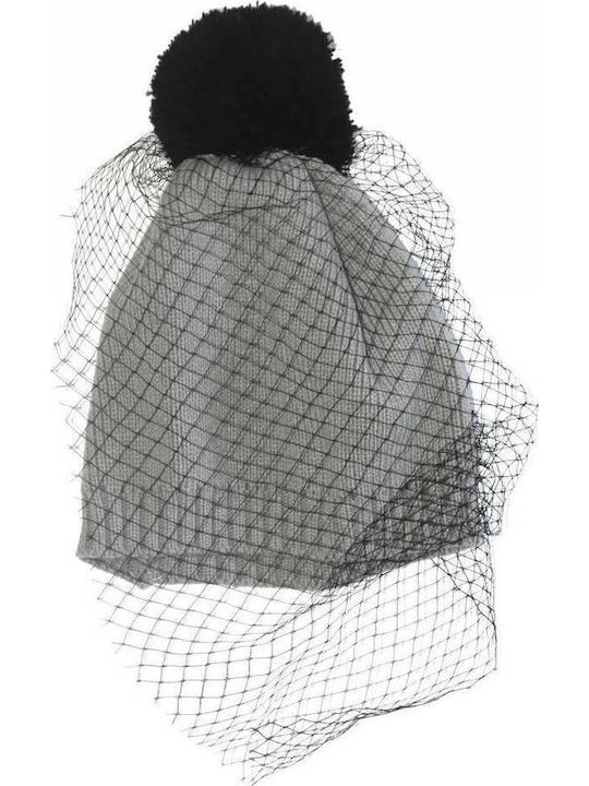 Pom Pom Beanie Γυναικείος Σκούφος Πλεκτός σε Μαύρο χρώμα