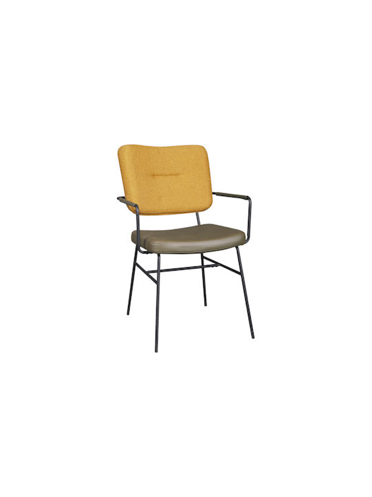 Dining Room Fabric Armchair Yellow 61.5x55.5x86cm