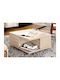 Square Central Wooden Coffee Table with Beige Drawers W75xL75xH39.4cm