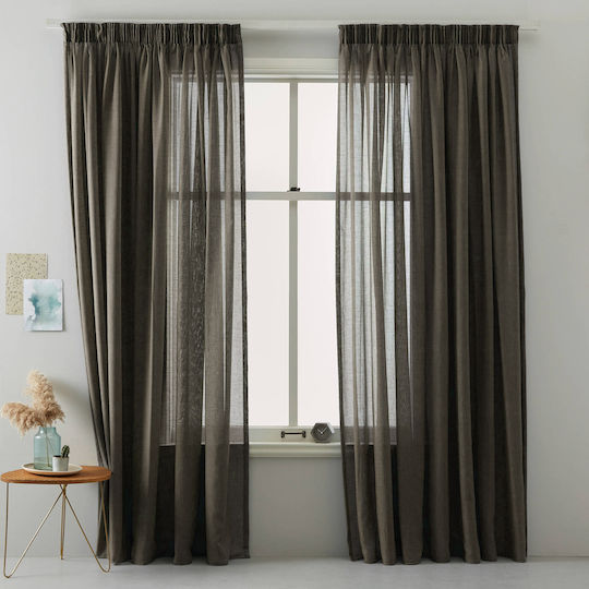 Saray Home Κουρτίνα με Τρέσα Μαύρη 140x280εκ.