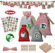 Joyxeon 28pcs Christmas Hanging Advent Calendars Countdown Drawstring Gift Bags Candy Biscuit Pouches Present Gift Wrap Коледна Декорация 28бр