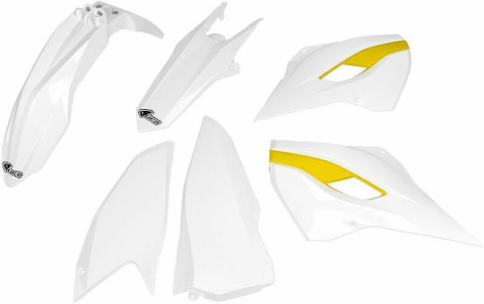 UFO Σετ Πλαστικά Μοτοσυκλέτας για Husqvarna FE 501 / FE 450 / FE 350 για Keeway Easy Λευκό