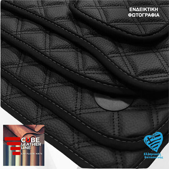 Set covorașe Nissan Pixo 2009-2013 Technoleather Cube Negru cu Broderie Gri Nissan 4 Bucăți