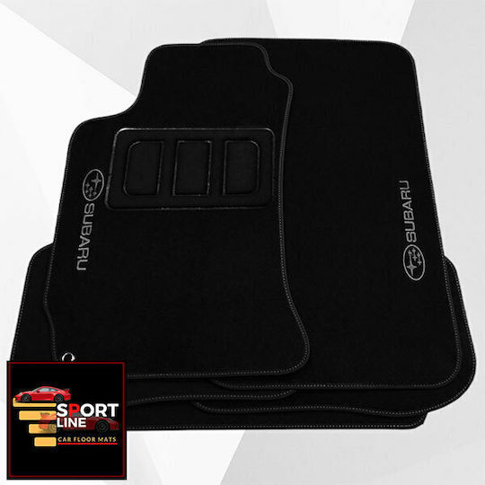 Subaru Forester 2002-2008 Πατακια Μοκετα Sport Line Μαυρο Me Γκρι Ραφη Γκρι Κεντημα Subaru Σετ 4τμχ