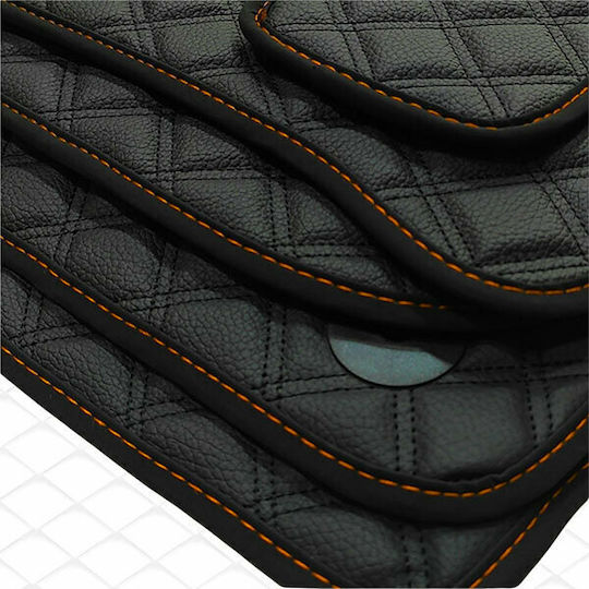 Fiat Strada 2013-2021 Technoleder Cube Schwarz mit Orange Stickerei Abarth Set 2 Stück