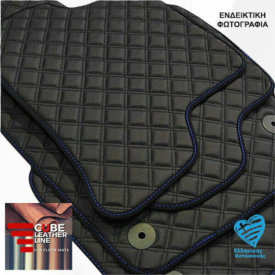 Alfa Romeo Brera 2005-2010 Τεχνοδερμα Cube Μαυρο Μπλε Κεντημα Alfa Romeo Σετ 4τμχ