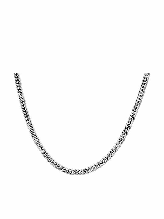 Goldjewels Αλυσίδα Λαιμού Cuban από Ατσάλι Λεπτή Πάχους 4mm και Μήκους 40cm