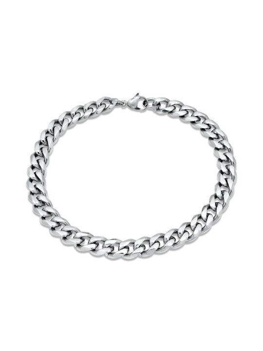 Unisex Cuban Stainless Steel Hand Wide Chain White 19cm
