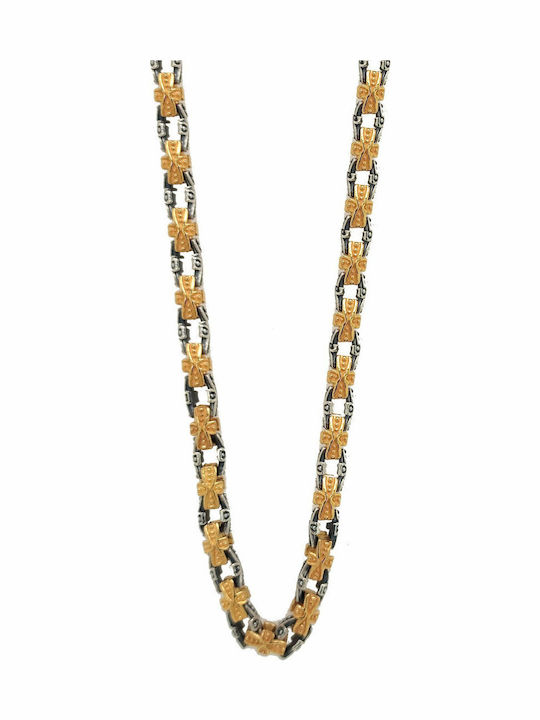 Two-tone Chain Neck made of Silver Gold-plated Thin Thickness 4.6mm and Length 50cm