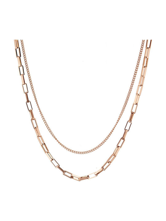 Verorama Chain Neck made of Steel Gold-plated Thin Thickness 3.3mm and Length 45cm