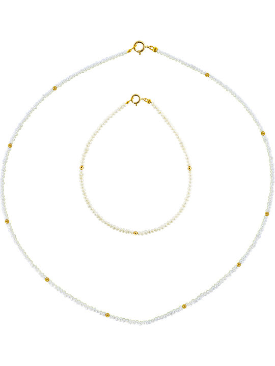 Margaritari Комплект с Колие от Злато 14K с Перли