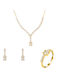 Gold Set Ring , Necklace & Earrings with Stones 14K