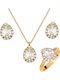 Verorama Set with Necklace , Earrings & Ring from Silver Gold Plated with Stones