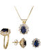 Set mit Halskette , Ohrringe & Ring aus Gold 14K