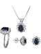 Set mit Halskette , Ohrringe & Ring aus Weißgold 14K