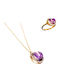 Gatsa Set with Necklace & Ring from Gold 14K with Stones