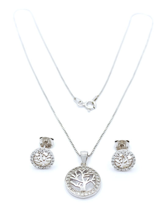 PS Silver Комплект с Колие & Обеци от Silver с Камъни