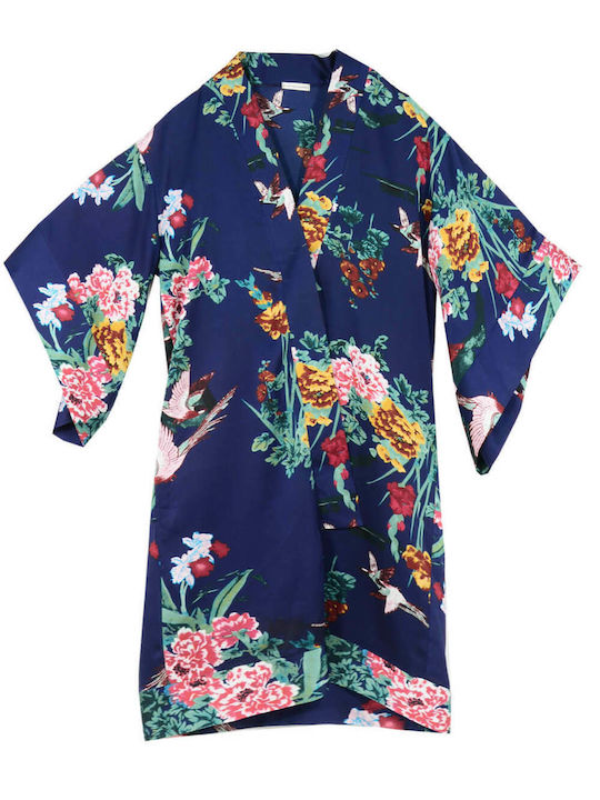Rock Club Women's Maxi Kimono Beachwear Blue