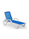 Deckchair Plastic Mare with Textilene Fabric & Wheels Blue 186x72x46cm.