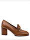 Paola Ferri Leather Tabac Brown Heels