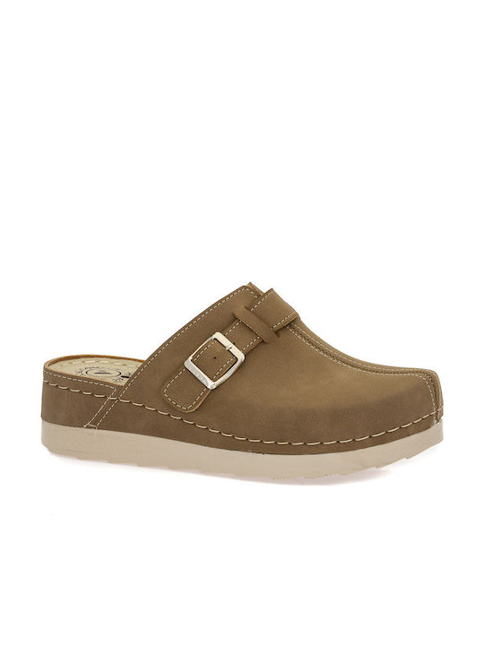 Vesna Damen Leder Anatomisch Clogs Braun