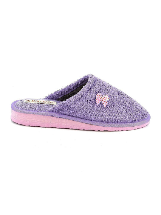 Frottee Winter Damen Hausschuhe Lila
