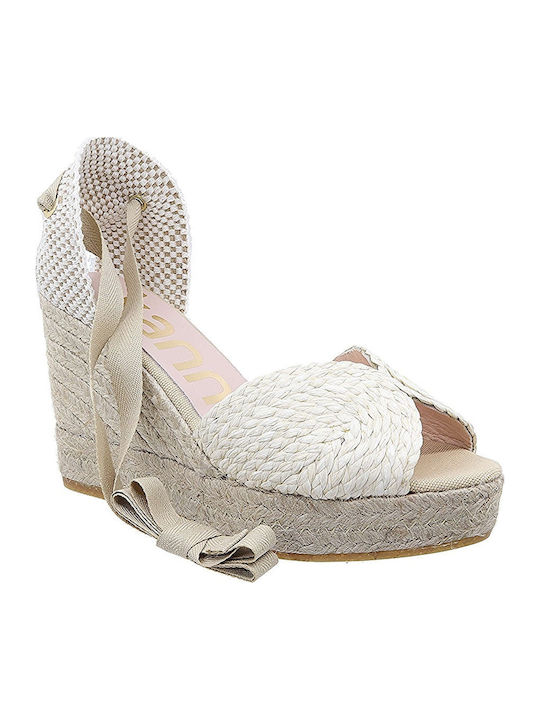 Kanna Women's Leather Platform Espadrilles White