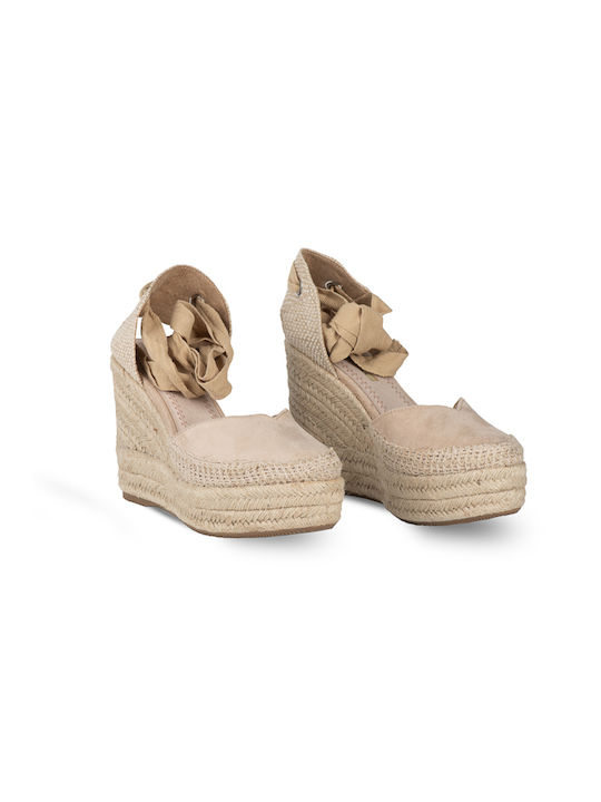 Corina Women's Suede Platform Espadrilles Beige