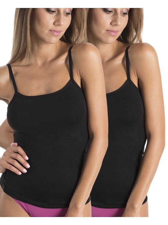 Women's T-Shirt with Spaghetti Strap Black 2Pack