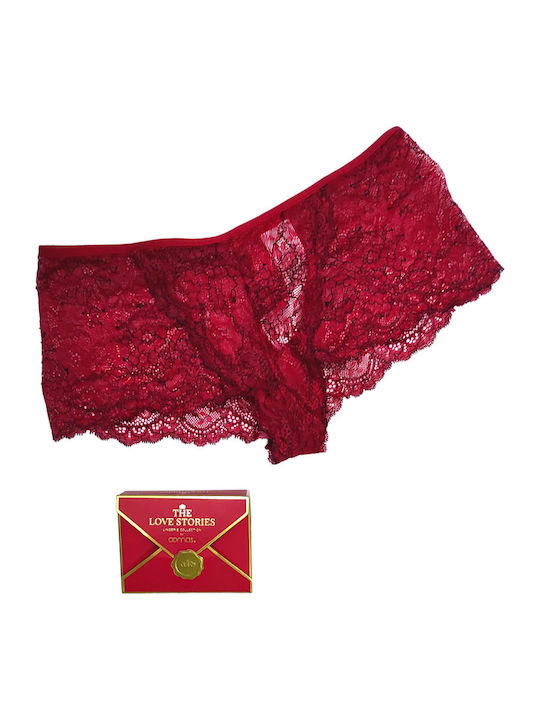 Culotte Femeie Boxer cu Dantelă Roșu