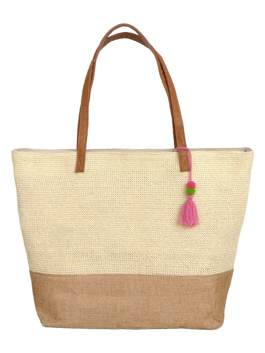 Stoff Strandtasche Beige