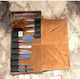 Tips Tips Messerkoffer Stoff Tasche mit braunem Leder & olivem Canvas