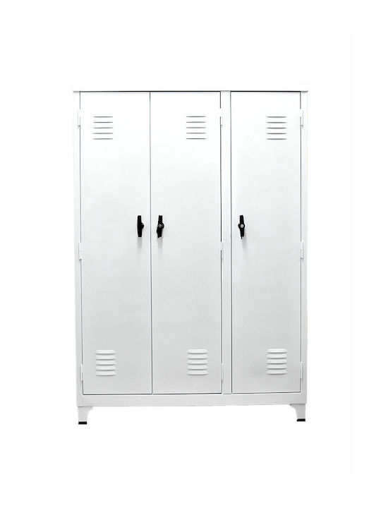 Dulap Metalic Galvanizat cu Trei Uși cu Posibilitate de Închidere cu Compartiment și 5 Rafturi 120x45x175 cm