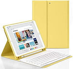 Ipad Klappdeckel Synthetisches Leder mit Tastatur Englisch US Gelb (Universell 10,9 Zoll) 43703