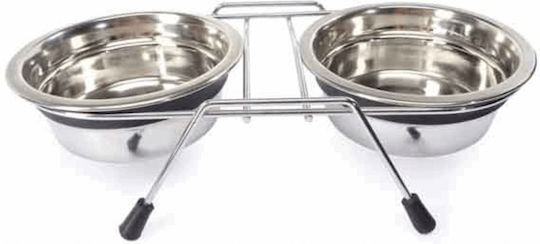 Camon Stainless Steel Bowl Food & Water for Dog & Cat with Base 2.63lt 22cm in Silver Color