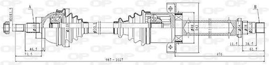 Open Parts Halbachse für Mercedes-Benz 180