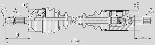 Open Parts Половин ос за Citroen C2 / C3