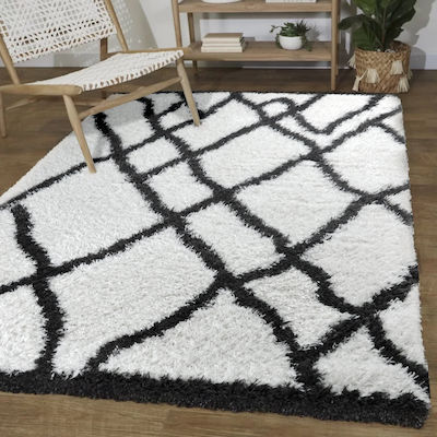 Saray Home Moroccan Rug Rectangular Shaggy Ecru