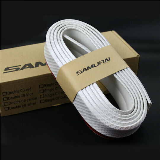 Samurai Car Tape Stickers Carbon 250cm for Car Bumper in White Color 1pcs
