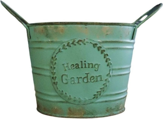 Planter Metal Turquoise 14x14x11cm.