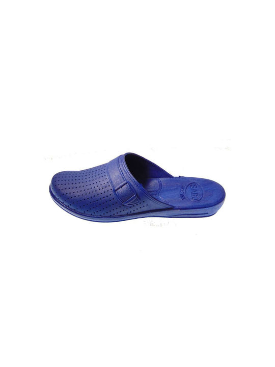 Leder Clogs Blau