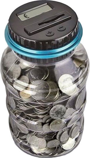 Smart Safe Jar Money Box Plastic Transparent 12x12x20cm