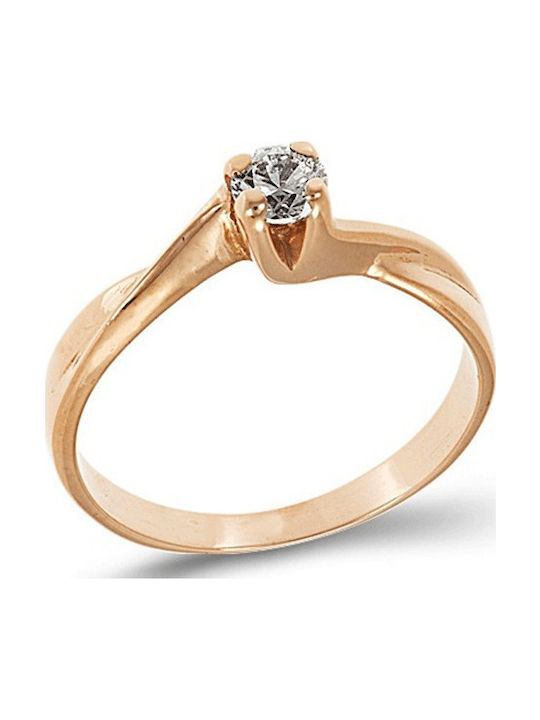 FenixJewelry Single Stone Ring in Rose Gold 14K with Diamond and Zircon