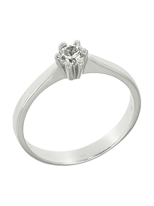 FenixJewelry Единичен камък от Бяло злато 14K с Диамант
