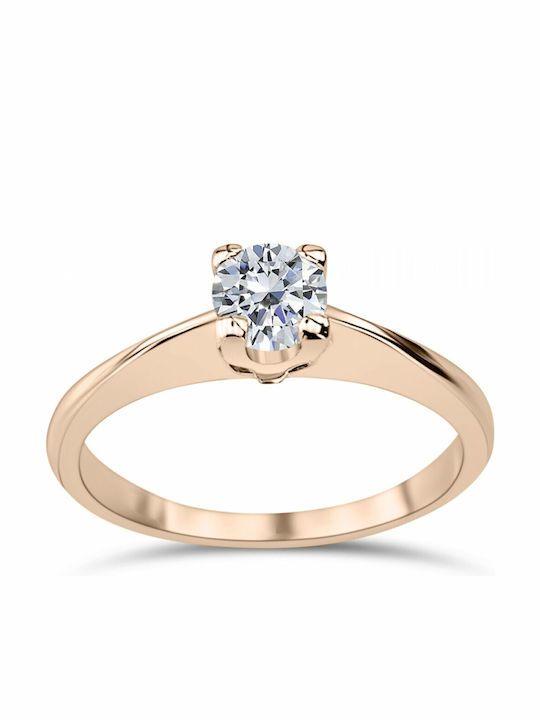 Chrilia Einzelner Stein Ring aus Roségold 14K mit Zirkon